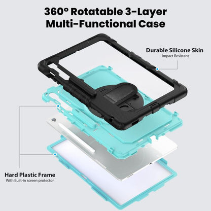 For Samsung Galaxy Tab S10 FE+ Silicone Hybrid PC Tablet Case with Shoulder Strap(Light Blue PC) by bashfashion