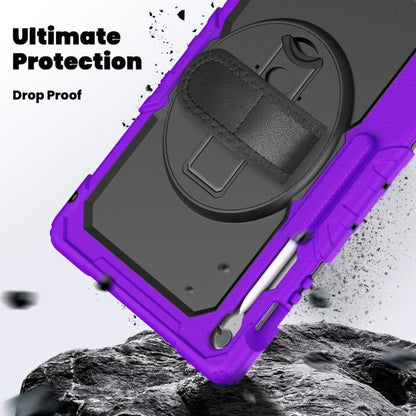 For Samsung Galaxy Tab S10 FE+ Silicone Hybrid PC Tablet Case with Shoulder Strap(Purple) by bashfashion