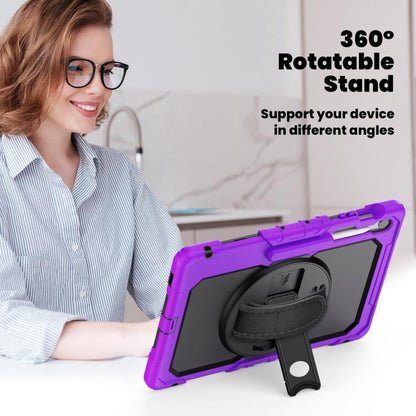 For Samsung Galaxy Tab S10 FE+ Silicone Hybrid PC Tablet Case with Shoulder Strap(Purple) by bashfashion