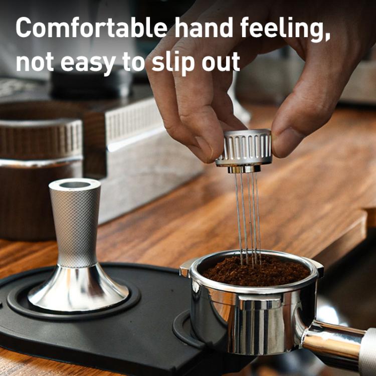 53.3mm Mesh Texture Coffee Powder Pressing Hammer Stainless Steel Cloth Powder(Black) by bashfashion