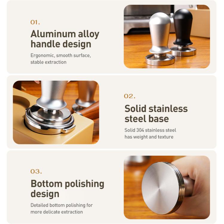 Stainless Steel Coffee Powder Hammer Pressure Powder Tampon, Size:53mm Silver by bashfashion