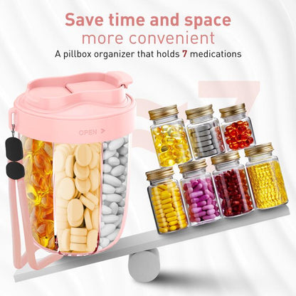 Portable Compartment Sealed Medicine Organizer Large Pill Storage Cup(Pink) by bashfashion