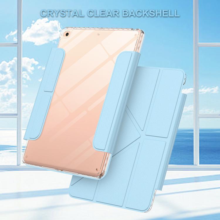 For iPad 9.7 2017 / Air Detachable Backshell Folding Holder Smart Tablet Leather Case(Light Blue) by bashfashion