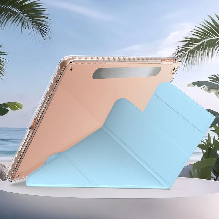 For iPad 9.7 2017 / Air Detachable Backshell Folding Holder Smart Tablet Leather Case(Light Blue) by bashfashion