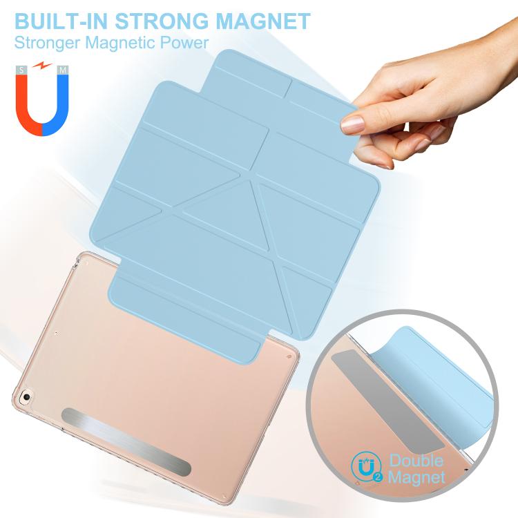 For iPad 9.7 2017 / Air Detachable Backshell Folding Holder Smart Tablet Leather Case(Light Blue) by bashfashion