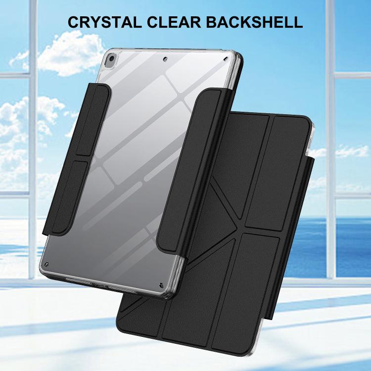 For iPad 10.2 2021 / 2020 / 2019 / Air 2019 Detachable Backshell Folding Holder Smart Tablet Leather Case(Black) by bashfashion