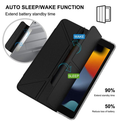 For iPad 10.2 2021 / 2020 / 2019 / Air 2019 Detachable Backshell Folding Holder Smart Tablet Leather Case(Black) by bashfashion