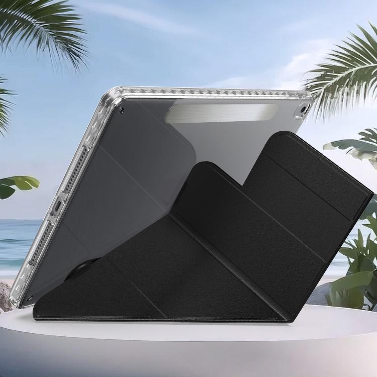 For iPad 10.2 2021 / 2020 / 2019 / Air 2019 Detachable Backshell Folding Holder Smart Tablet Leather Case(Black) by bashfashion