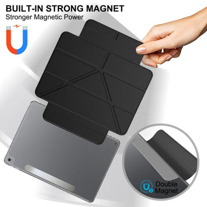 For iPad 10.2 2021 / 2020 / 2019 / Air 2019 Detachable Backshell Folding Holder Smart Tablet Leather Case(Black) by bashfashion