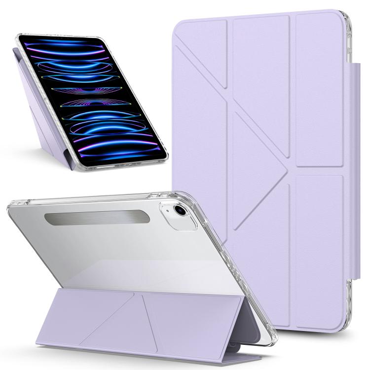 For iPad Air 11 2025 / 2024 / Air 5 / Air 4 Detachable Backshell Folding Holder Smart Tablet Leather Case(Purple) by bashfashion