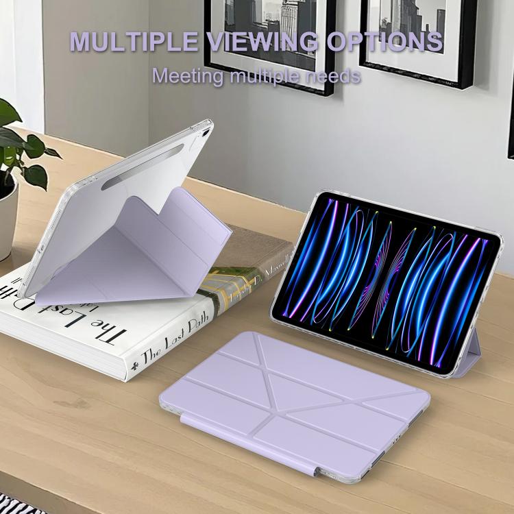 For iPad Air 11 2025 / 2024 / Air 5 / Air 4 Detachable Backshell Folding Holder Smart Tablet Leather Case(Purple) by bashfashion