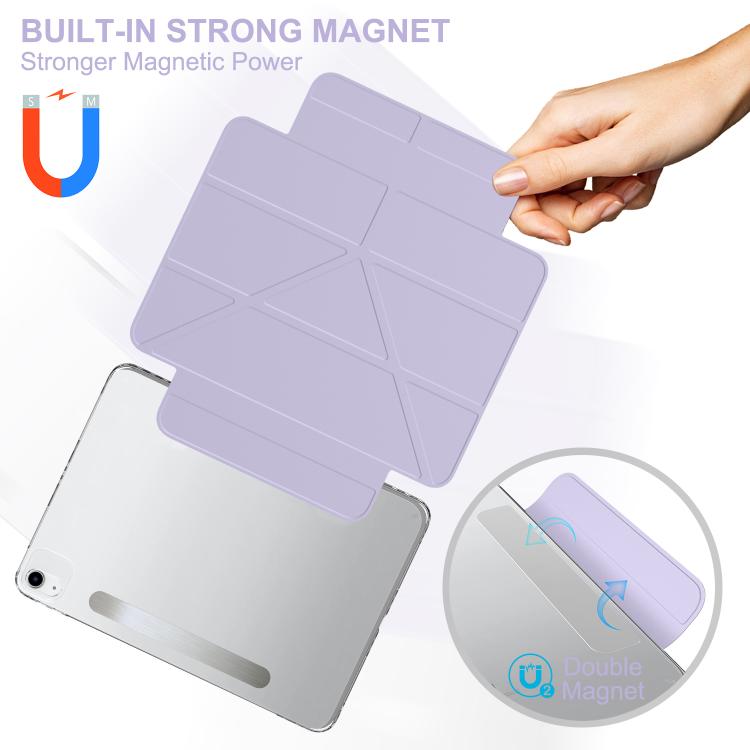 For iPad Air 11 2025 / 2024 / Air 5 / Air 4 Detachable Backshell Folding Holder Smart Tablet Leather Case(Purple) by bashfashion