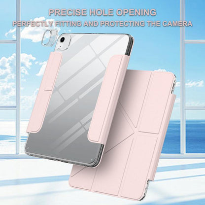 For iPad Air 13 2025 / 2024 / Pro 12.9 2018 Detachable Backshell Folding Holder Smart Tablet Leather Case(Pink) by bashfashion