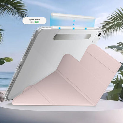For iPad Air 13 2025 / 2024 / Pro 12.9 2018 Detachable Backshell Folding Holder Smart Tablet Leather Case(Pink) by bashfashion