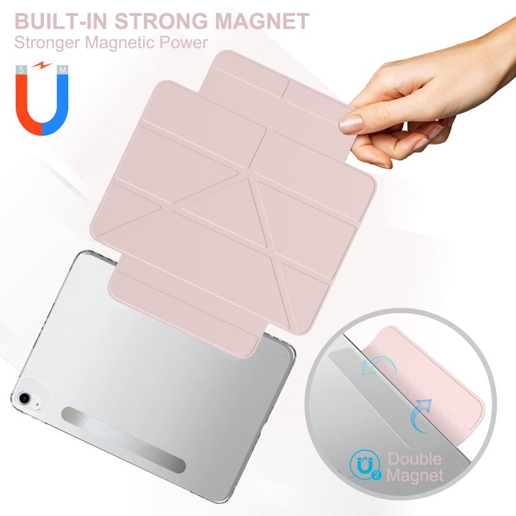 For iPad Air 13 2025 / 2024 / Pro 12.9 2018 Detachable Backshell Folding Holder Smart Tablet Leather Case(Pink) by bashfashion