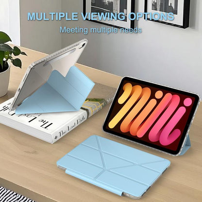 For iPad mini 2024 / 2021 Detachable Backshell Folding Holder Smart Tablet Leather Case(Light Blue) by bashfashion
