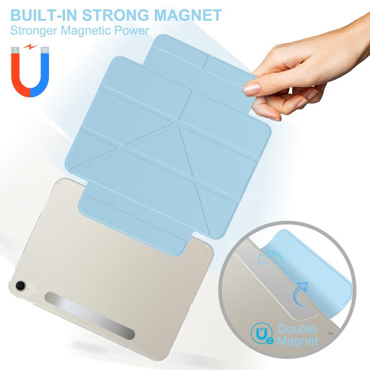 For iPad mini 2024 / 2021 Detachable Backshell Folding Holder Smart Tablet Leather Case(Light Blue) by bashfashion