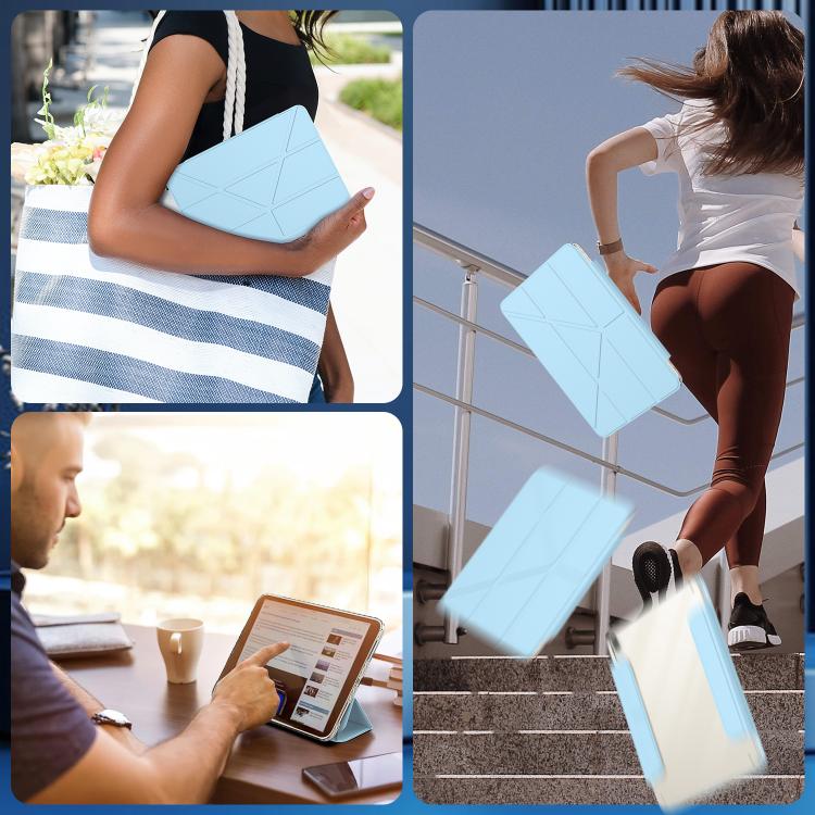 For iPad mini 2024 / 2021 Detachable Backshell Folding Holder Smart Tablet Leather Case(Light Blue) by bashfashion