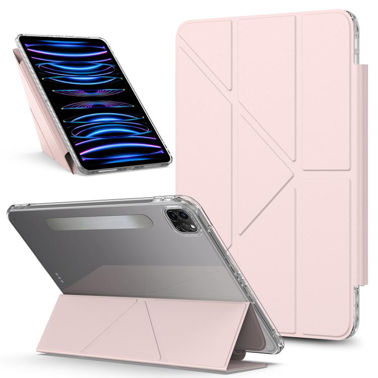 For iPad Pro 11 2022 / 2021 / 2020 Detachable Backshell Folding Holder Smart Tablet Leather Case(Pink) by bashfashion