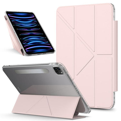 For iPad Pro 11 2022 / 2021 / 2020 Detachable Backshell Folding Holder Smart Tablet Leather Case(Pink) by bashfashion