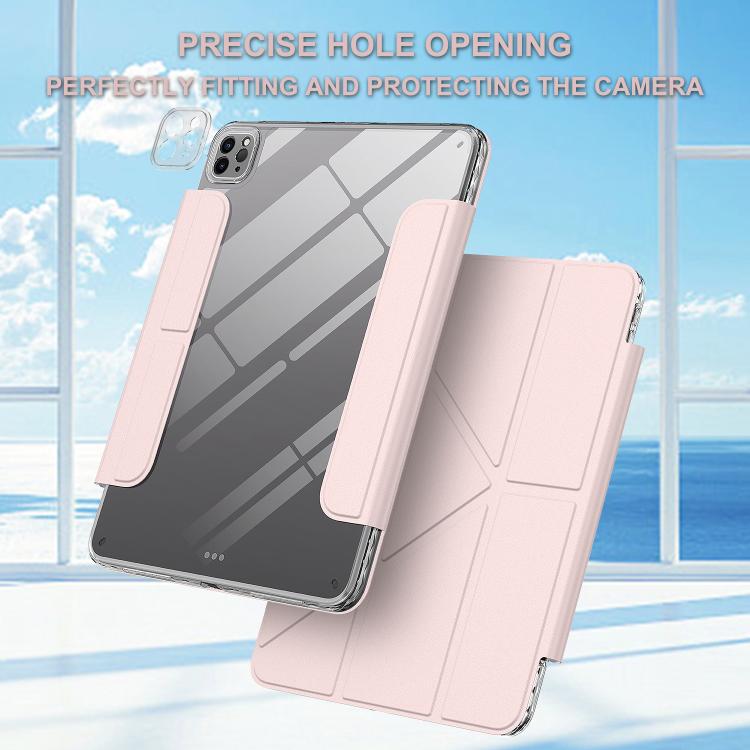 For iPad Pro 11 2022 / 2021 / 2020 Detachable Backshell Folding Holder Smart Tablet Leather Case(Pink) by bashfashion