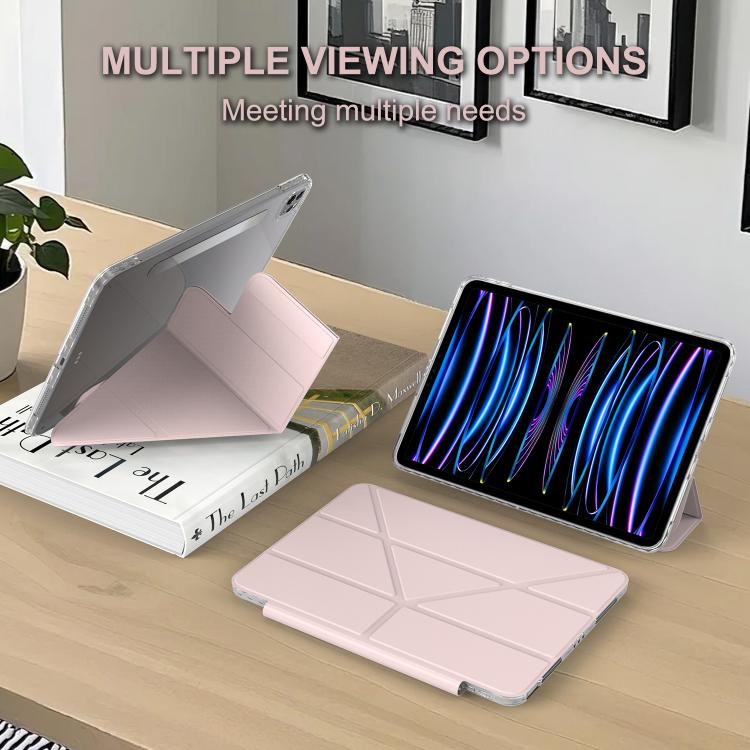 For iPad Pro 11 2022 / 2021 / 2020 Detachable Backshell Folding Holder Smart Tablet Leather Case(Pink) by bashfashion