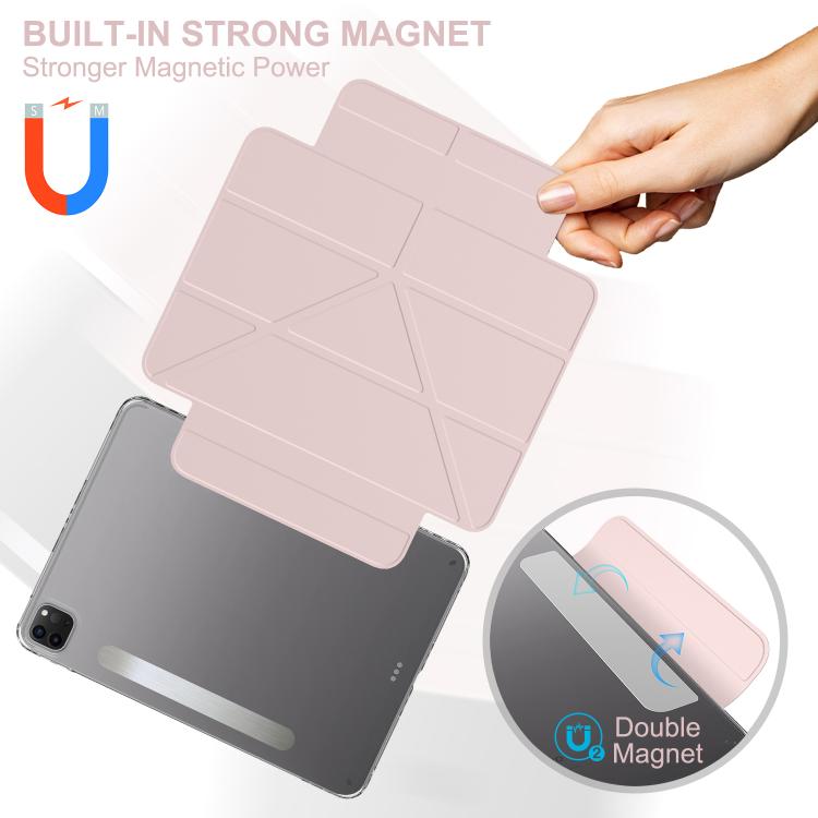 For iPad Pro 11 2022 / 2021 / 2020 Detachable Backshell Folding Holder Smart Tablet Leather Case(Pink) by bashfashion