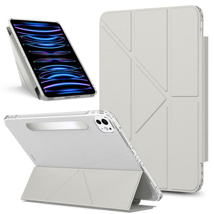 For iPad Pro 11 2025 / 2024 Detachable Backshell Folding Holder Smart Tablet Leather Case(Grey) by bashfashion