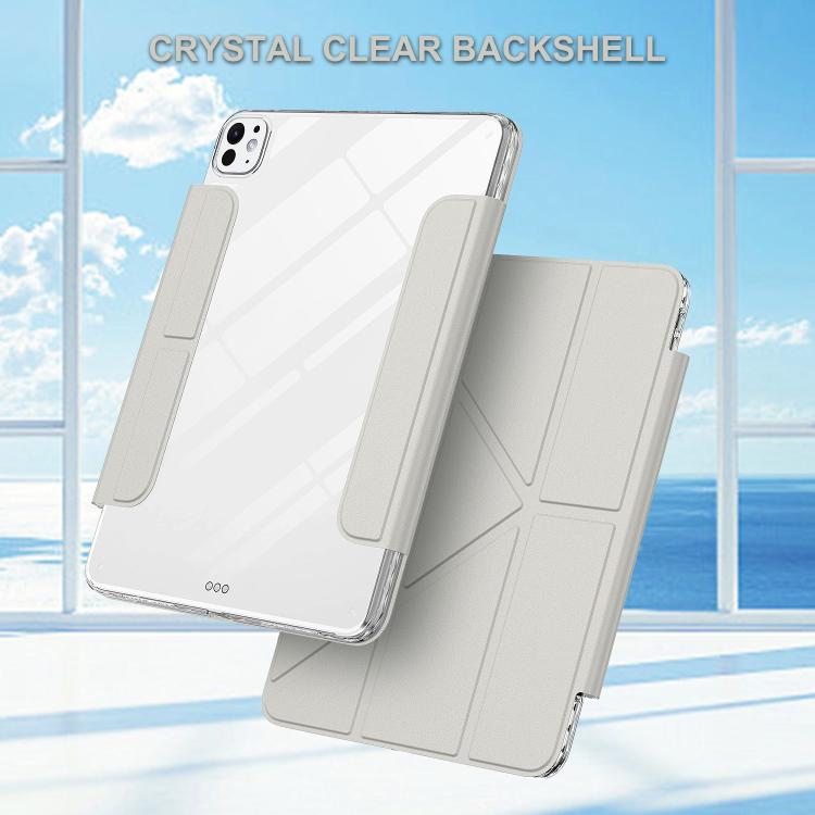 For iPad Pro 11 2025 / 2024 Detachable Backshell Folding Holder Smart Tablet Leather Case(Grey) by bashfashion