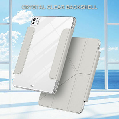 For iPad Pro 11 2025 / 2024 Detachable Backshell Folding Holder Smart Tablet Leather Case(Grey) by bashfashion
