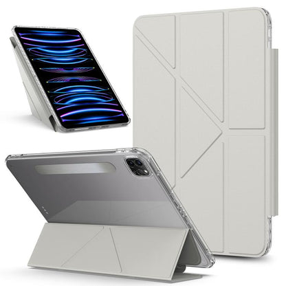 For iPad Pro 12.9 2022 / 2021 / 2020 Detachable Backshell Folding Holder Smart Tablet Leather Case(Grey) by bashfashion
