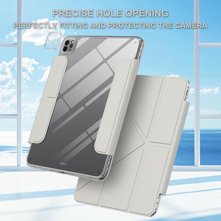 For iPad Pro 12.9 2022 / 2021 / 2020 Detachable Backshell Folding Holder Smart Tablet Leather Case(Grey) by bashfashion