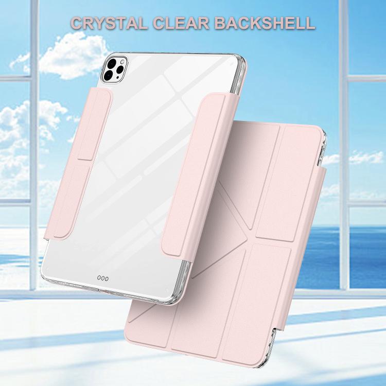 For iPad Pro 13 2025 / 2024 Detachable Backshell Folding Holder Smart Tablet Leather Case(Pink) by bashfashion