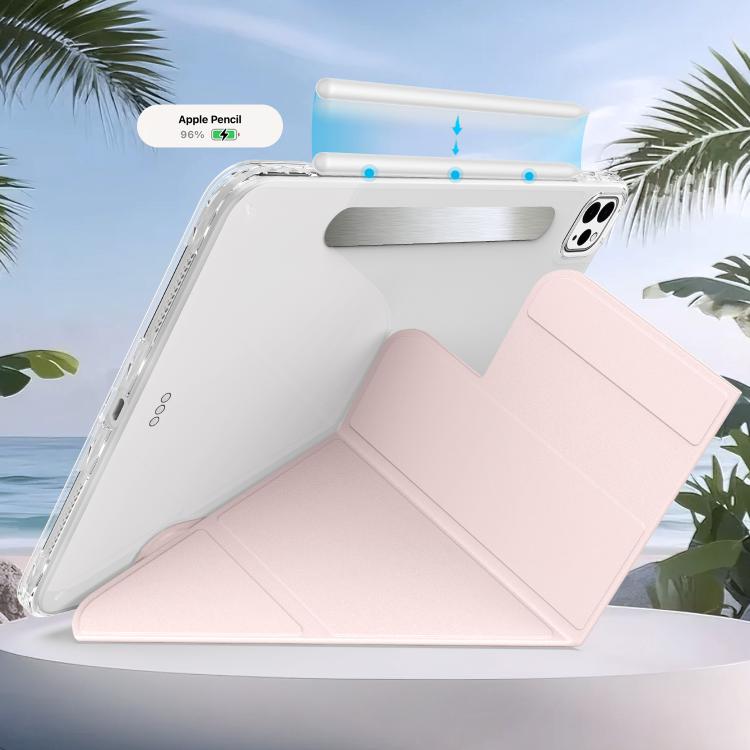 For iPad Pro 13 2025 / 2024 Detachable Backshell Folding Holder Smart Tablet Leather Case(Pink) by bashfashion