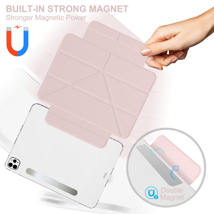 For iPad Pro 13 2025 / 2024 Detachable Backshell Folding Holder Smart Tablet Leather Case(Pink) by bashfashion