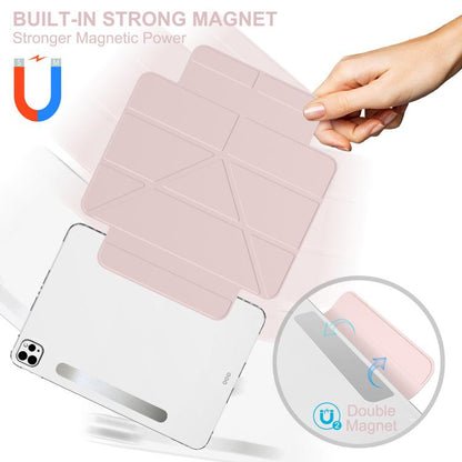For iPad Pro 13 2025 / 2024 Detachable Backshell Folding Holder Smart Tablet Leather Case(Pink) by bashfashion
