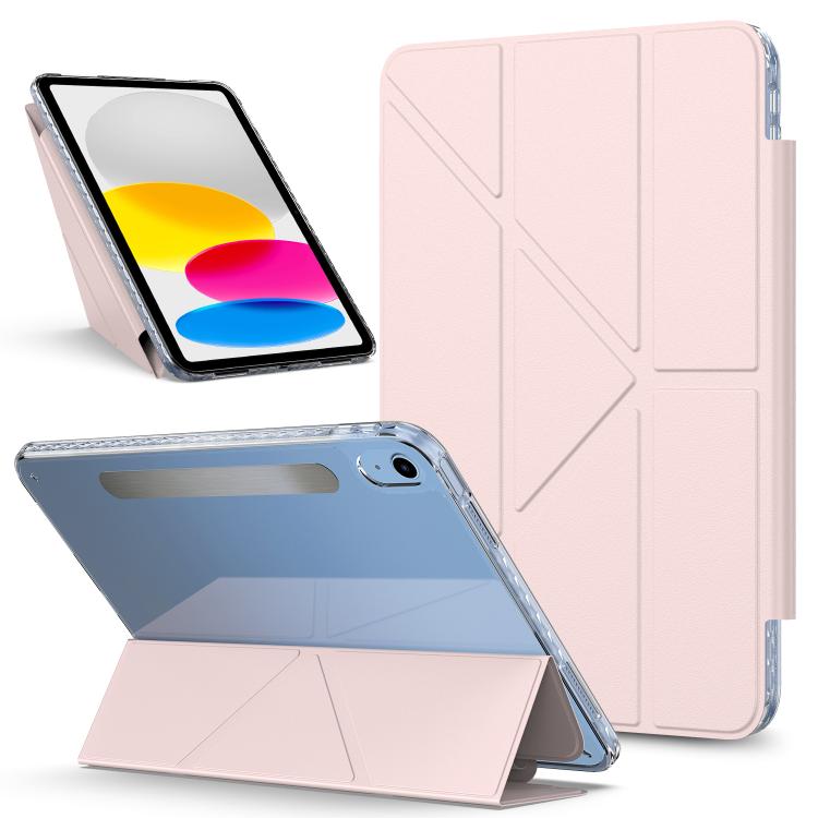 For iPad 2025 / 2022 Detachable Backshell Folding Holder Smart Tablet Leather Case(Pink) by bashfashion