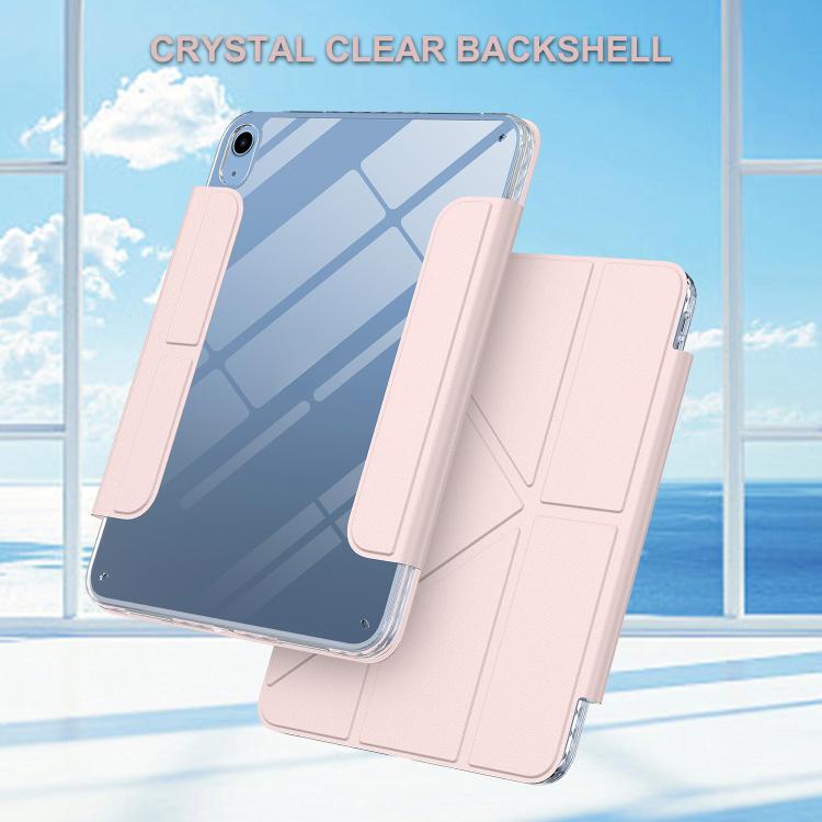 For iPad 2025 / 2022 Detachable Backshell Folding Holder Smart Tablet Leather Case(Pink) by bashfashion