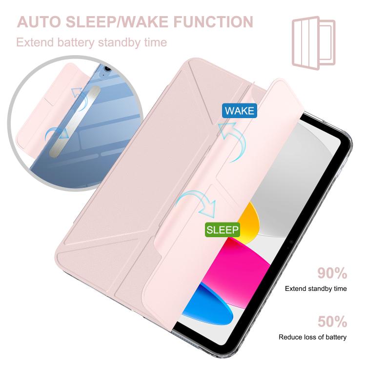 For iPad 2025 / 2022 Detachable Backshell Folding Holder Smart Tablet Leather Case(Pink) by bashfashion