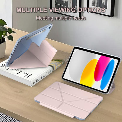 For iPad 2025 / 2022 Detachable Backshell Folding Holder Smart Tablet Leather Case(Pink) by bashfashion
