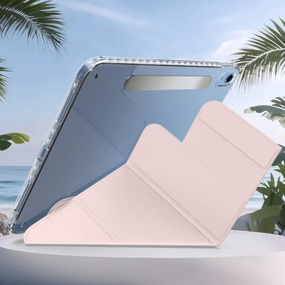For iPad 2025 / 2022 Detachable Backshell Folding Holder Smart Tablet Leather Case(Pink) by bashfashion