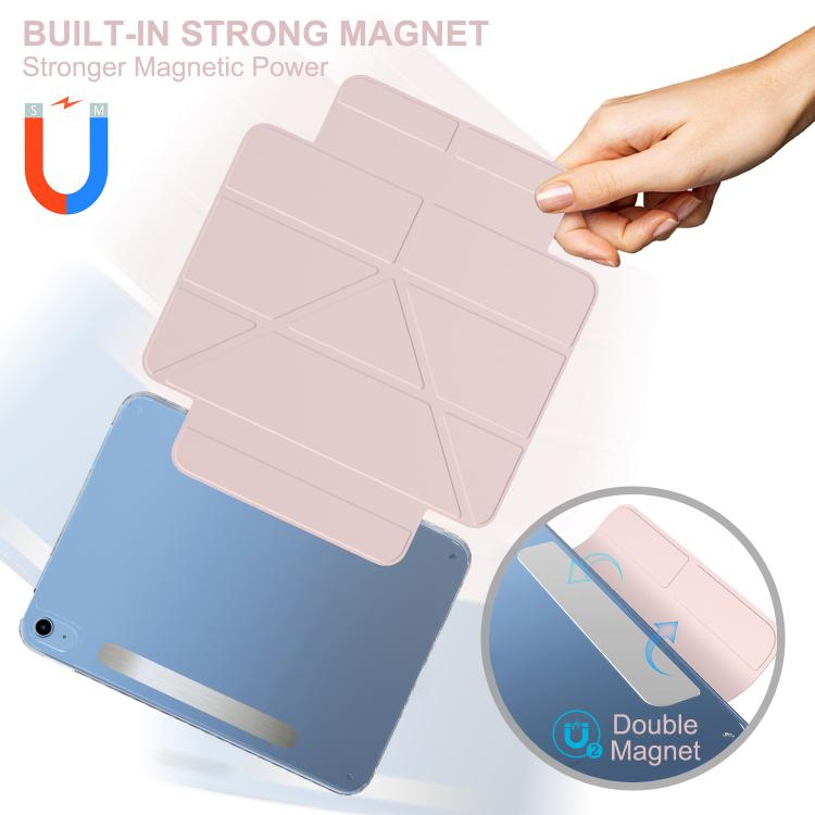 For iPad 2025 / 2022 Detachable Backshell Folding Holder Smart Tablet Leather Case(Pink) by bashfashion