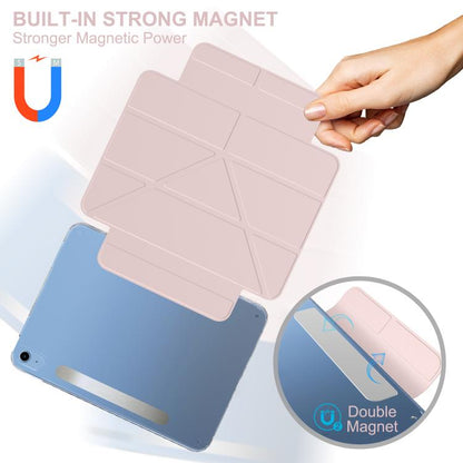 For iPad 2025 / 2022 Detachable Backshell Folding Holder Smart Tablet Leather Case(Pink) by bashfashion
