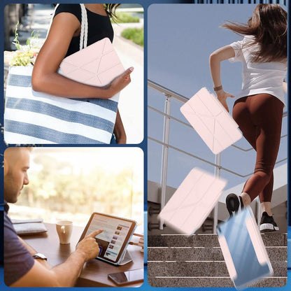 For iPad 2025 / 2022 Detachable Backshell Folding Holder Smart Tablet Leather Case(Pink) by bashfashion