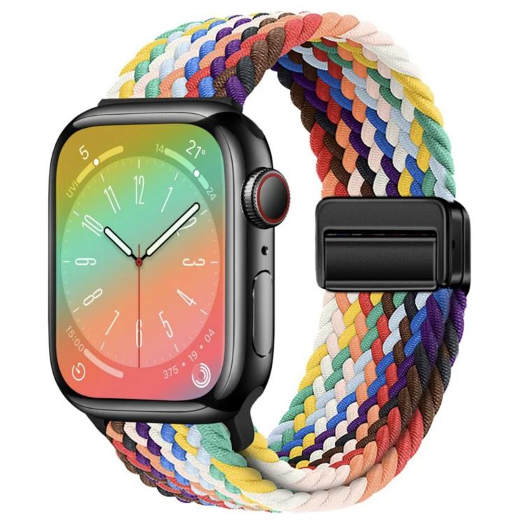 For Apple Watch 46mm / 49mm / 45mm / 44mm xDfind Magnetic Buckle Loop Woven Watch Band(Rainbow) by xDfind