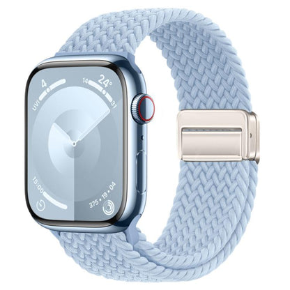 For Apple Watch 46mm / 49mm / 45mm / 44mm xDfind Magnetic Buckle Loop Woven Watch Band(Light Blue) by xDfind