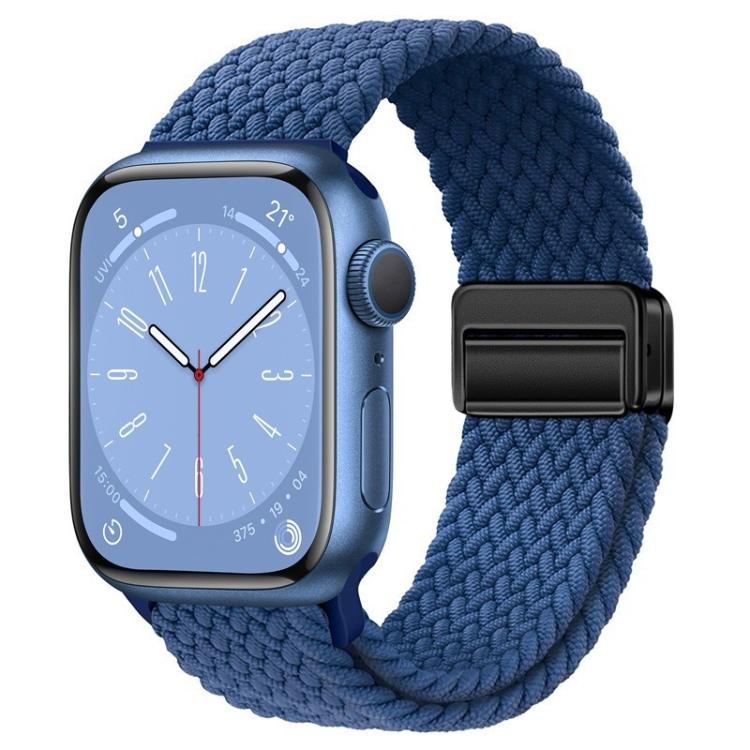 For Apple Watch 42mm / 41mm / 40mm / 38mm xDfind Magnetic Buckle Loop Woven Watch Band(Navy Blue) by xDfind
