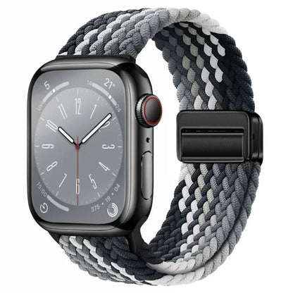 For Apple Watch 42mm / 41mm / 40mm / 38mm xDfind Magnetic Buckle Loop Woven Watch Band(Dazzling Black) by xDfind
