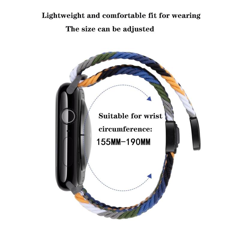 For Apple Watch 46mm / 49mm / 45mm / 44mm xDfind Magnetic Buckle Loop Woven Watch Band(Dazzling Black) by xDfind