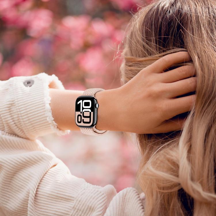 For Apple Watch 46mm / 49mm / 45mm / 44mm xDfind Magnetic Buckle Loop Woven Watch Band(Pink Sand) by xDfind